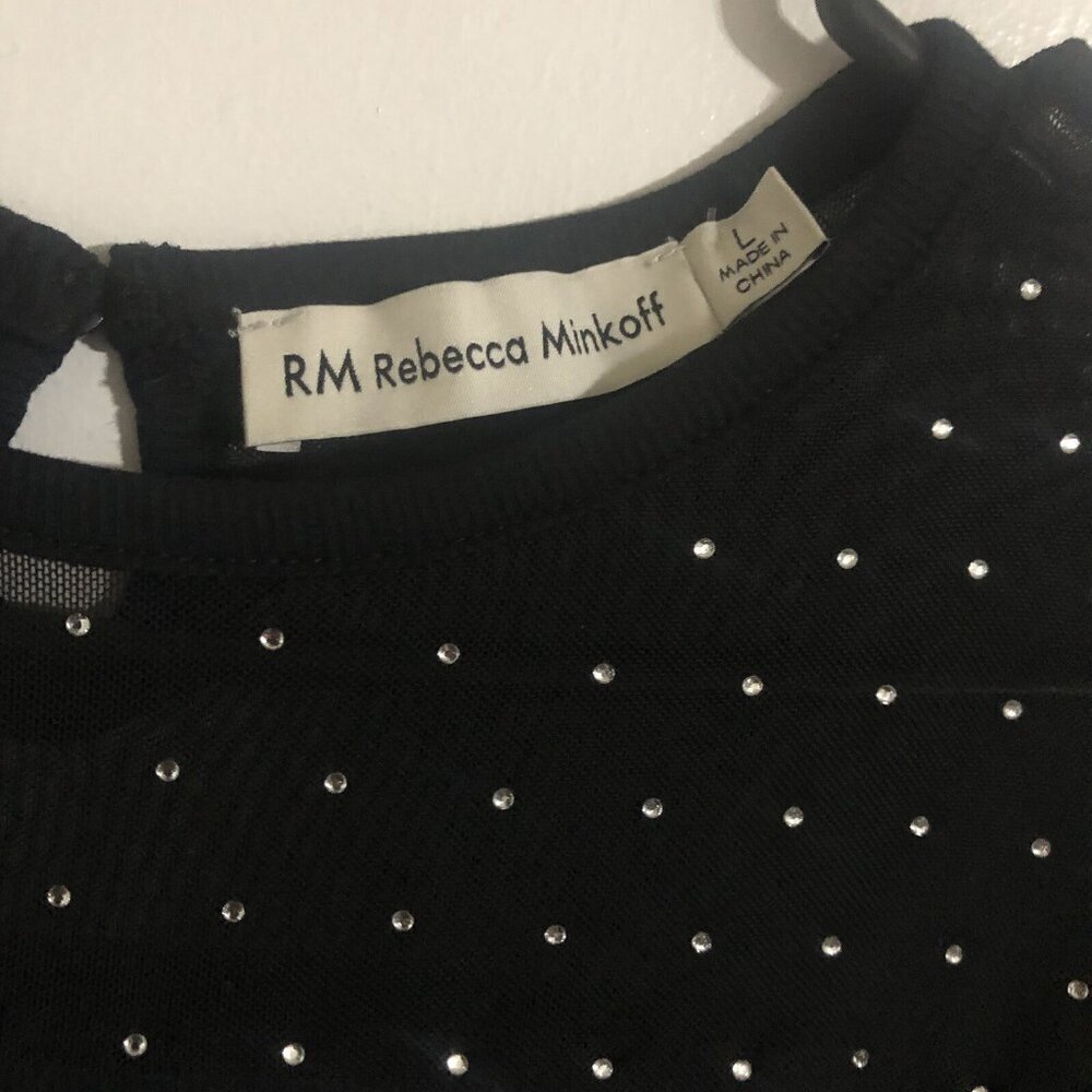 RM Reebcca Minkoff Women's Black Mesh Short Sleeve Shirt, Size Large, Classic - Picture 3 of 4